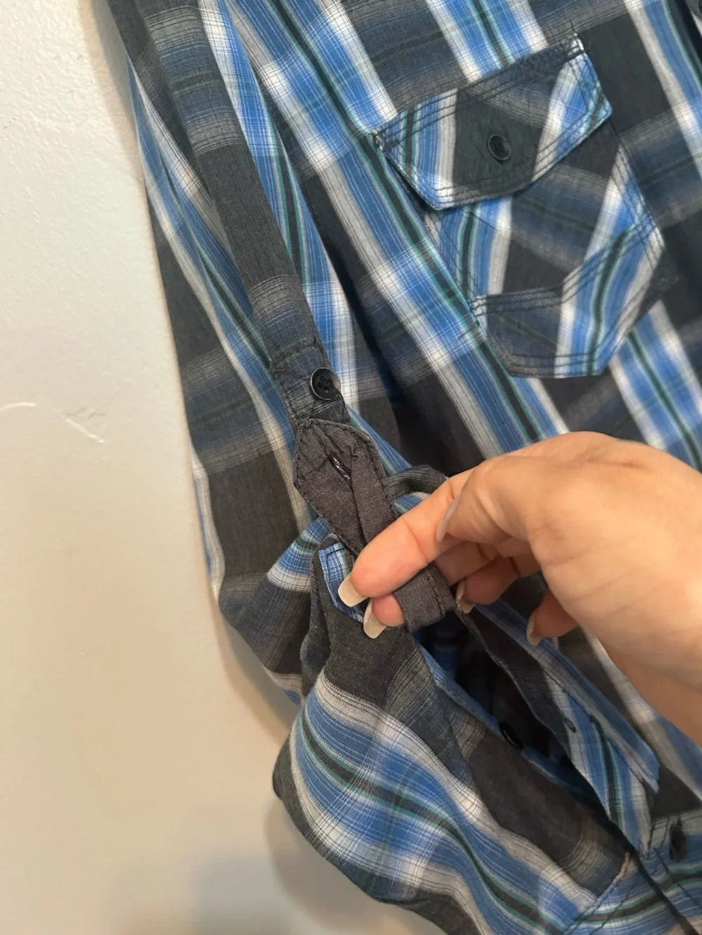 Rock & Republic Gray and Blue Plaid Button-Down Shirt - Picture 3 of 7